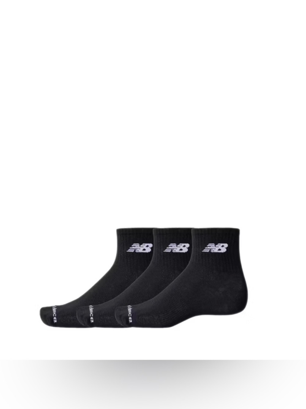 New Balance Everyday Lightweight Ankle Socks 3 Pack - Black in L